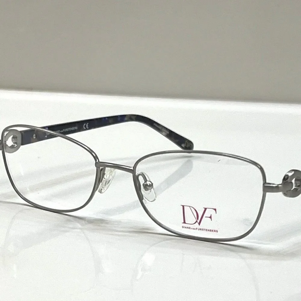 NEW Diane von Furstenberg DVF 8046 046 Matte Silver Eyeglasses Frames 51-16-135